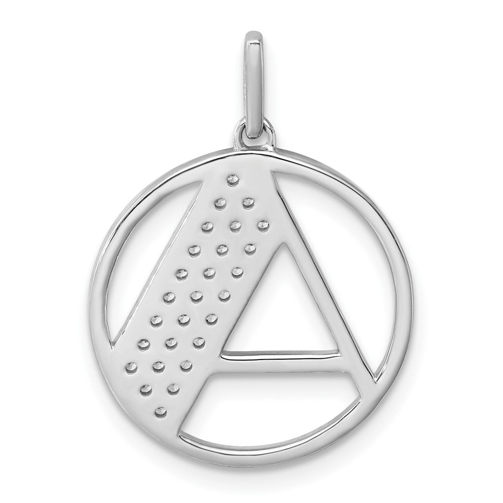 14K White Gold Gatsby Diamond Initial A Charm