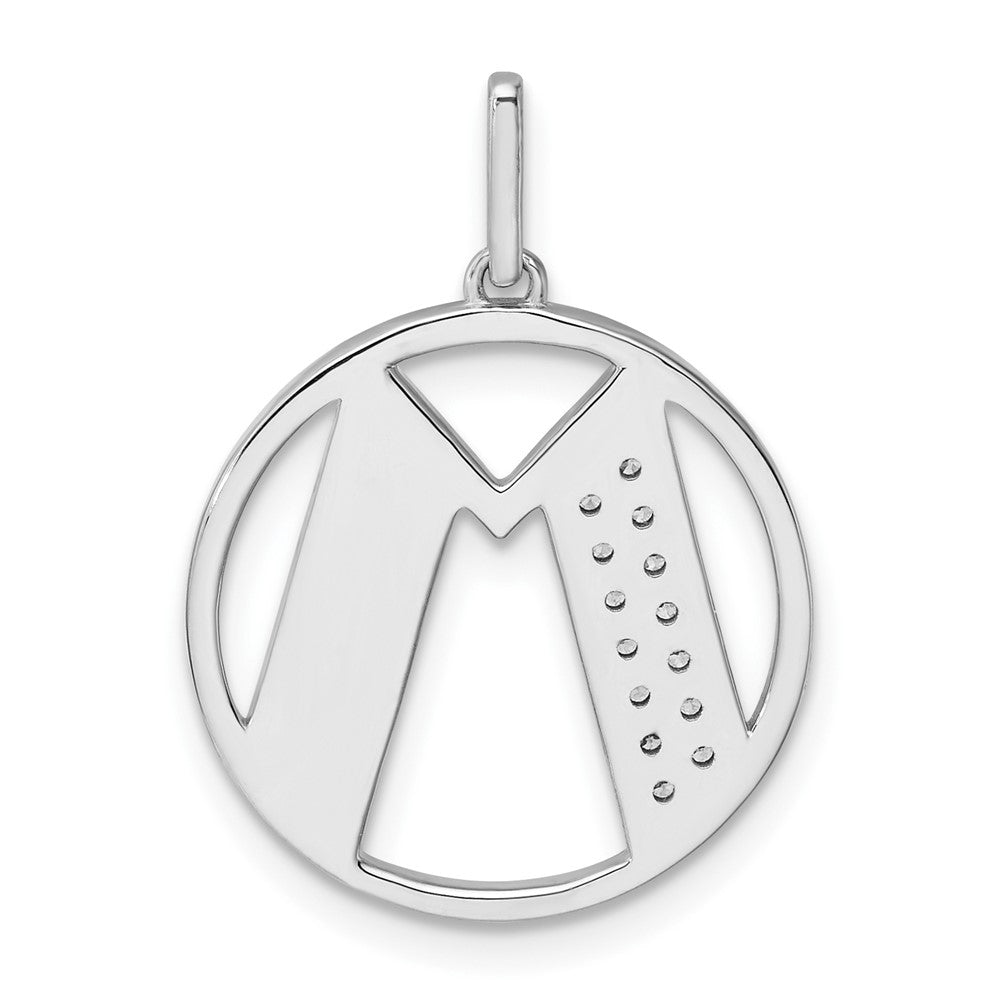 14K White Gold Gatsby Diamond Initial M Charm