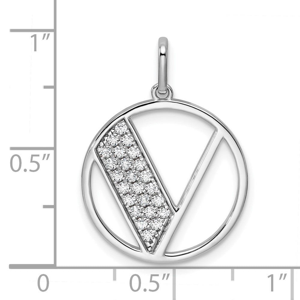 14K White Gold Gatsby Diamond Initial V Charm