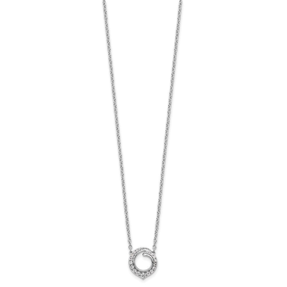 14k White Gold Fancy Circle Diamond 18in Necklace