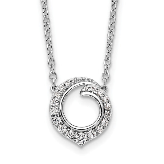 14k White Gold Fancy Circle Diamond 18in Necklace