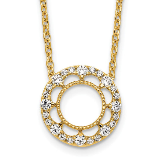 14k Fancy Circle Diamond 18in Necklace