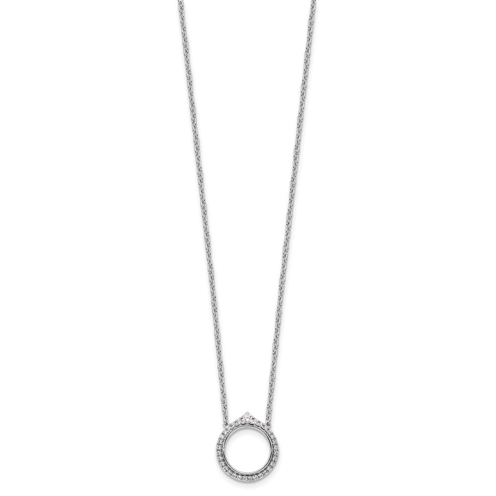 14k White Gold Fancy Circle Diamond 18in Necklace
