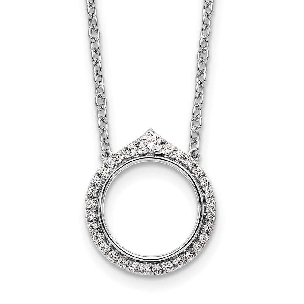 14k White Gold Fancy Circle Diamond 18in Necklace