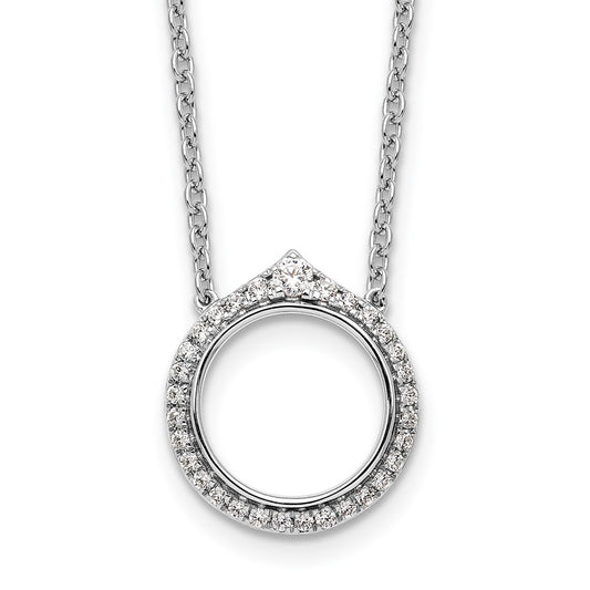 14k White Gold Fancy Circle Diamond 18in Necklace