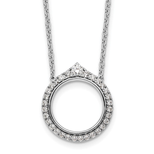 14k White Gold Fancy Circle Diamond 18in Necklace