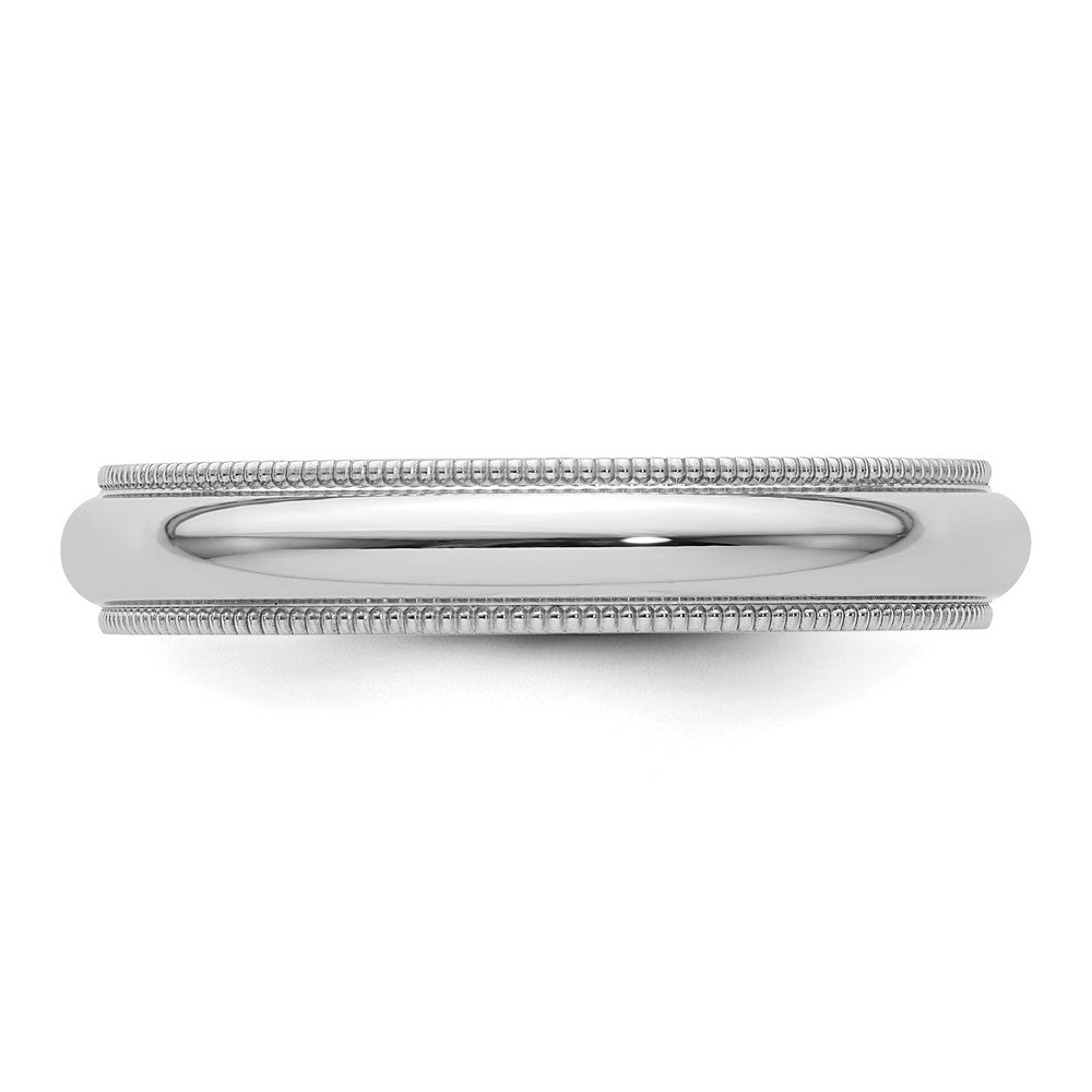 Platinum 4mm Polished Milgrain Comfort-Fit Wedding Band Size 5