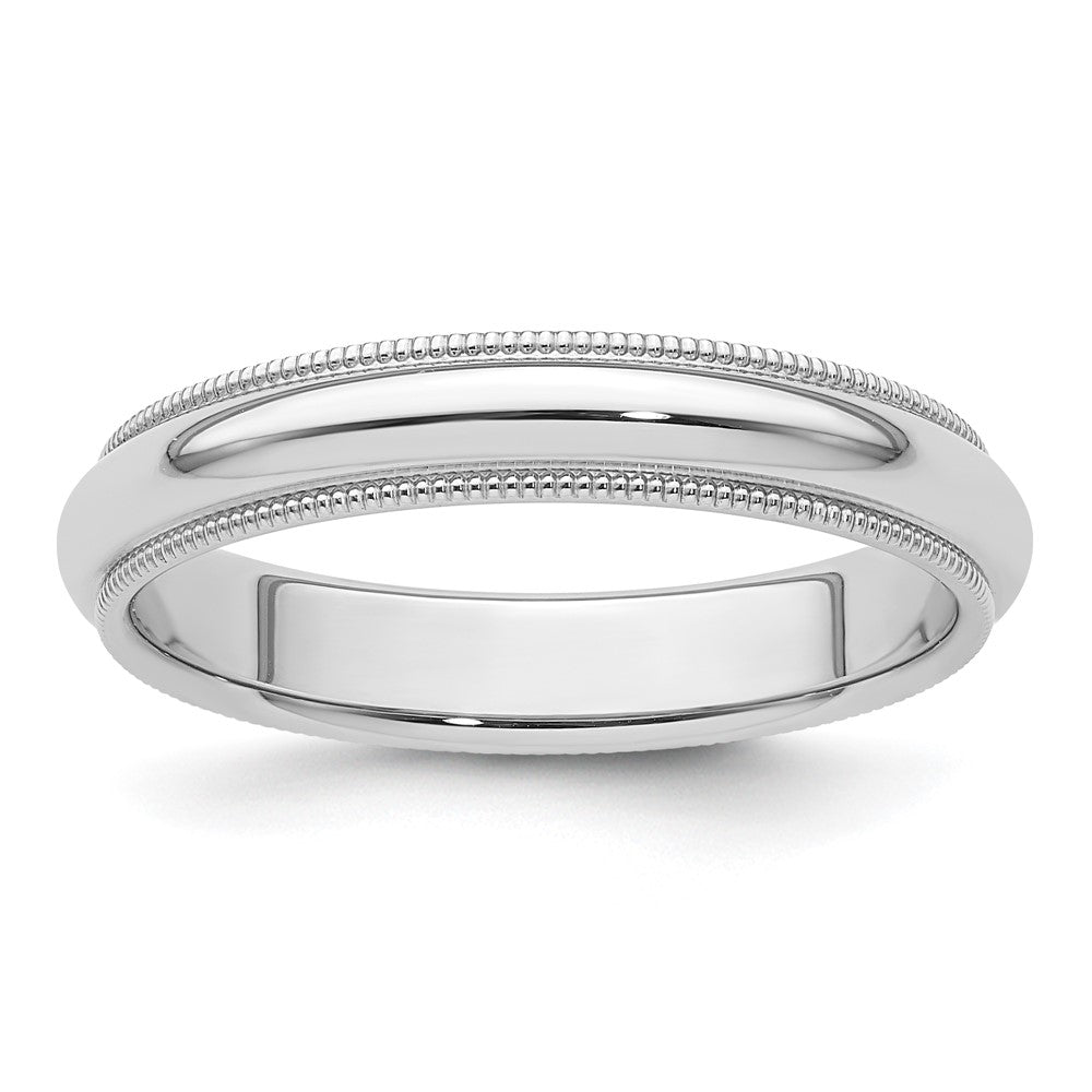Platinum 4mm Polished Milgrain Comfort-Fit Wedding Band Size 7.5