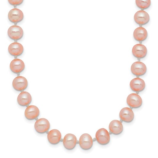 14k 5-6mm Pink Near-Round Freshwater Cultured Pearl 24 inch Necklace