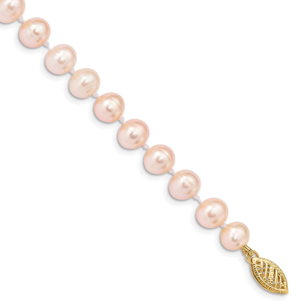 14k 6-7mm Pink Near-Round Freshwater Cultured Pearl 7.5 inch Bracelet