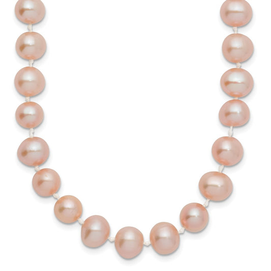 14k 7-8mm Pink Near-Round Freshwater Cultured Pearl 24 inch Necklace