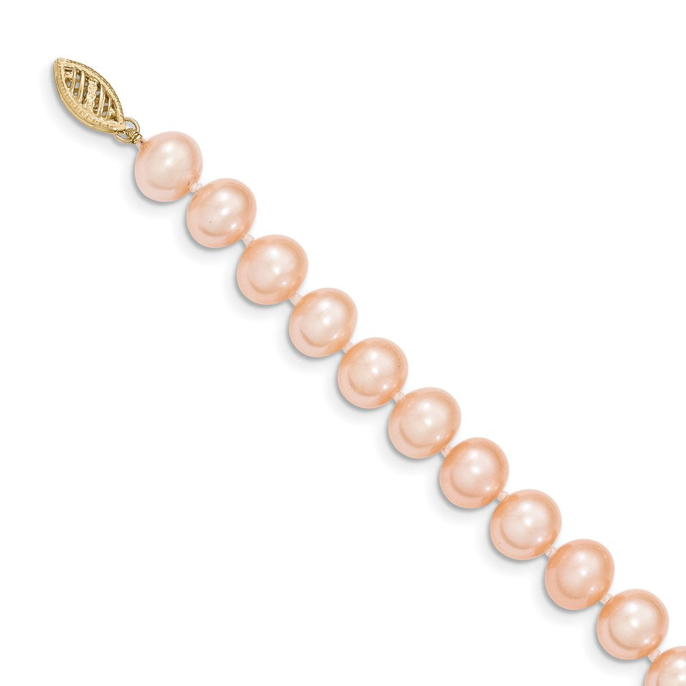 14k 8-9mm Pink Near-Round Freshwater Cultured Pearl 20 inch Necklace