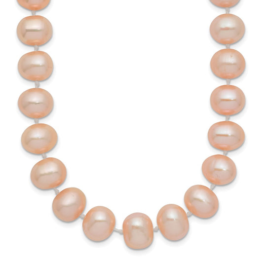 14k 8-9mm Pink Near-Round Freshwater Cultured Pearl 24 inch Necklace