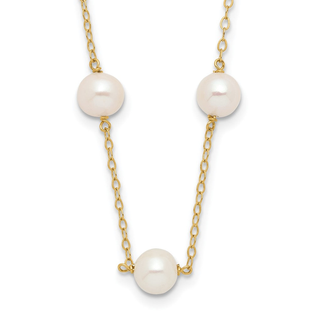 14k 5.5-6.5mm White Near-Round Freshwater Cultured Pearl 12-Station 16 inch Necklace