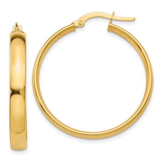 14k 4x25mm Polished Hoop Earrings