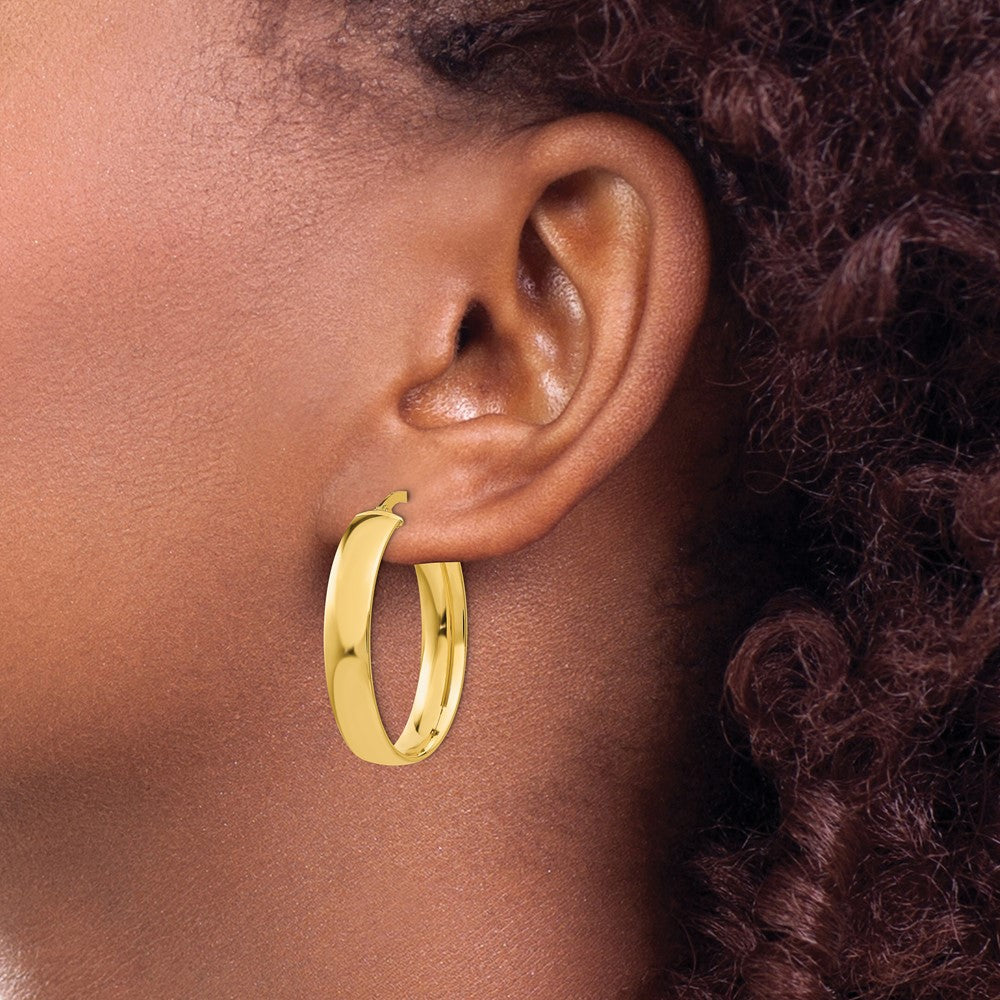 14k 5.75mm Polished Oval Hoop Earrings