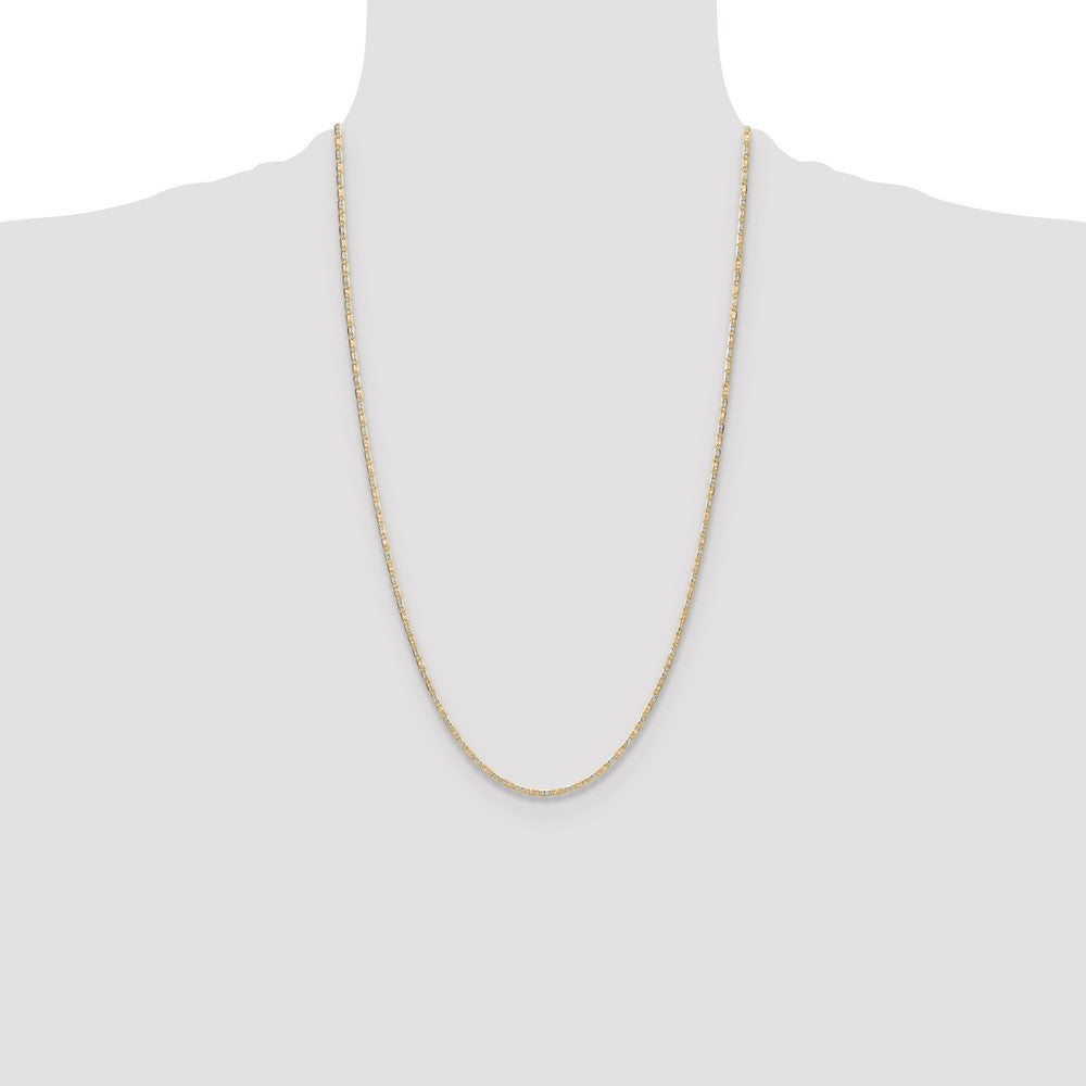 14k 2.0mm Tri-color Gold Pav‚ Valentino Chain