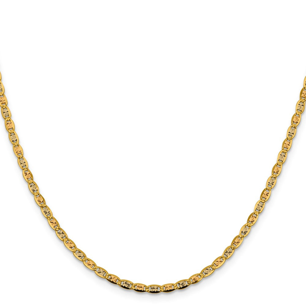 14K 16 inch 2.75mm Tri-color Pav‚ Valentino with Lobster Clasp Chain