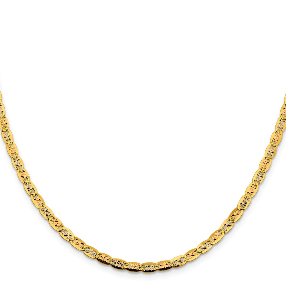 14K 18 inch 3.8mm Tri-color Pav‚ Valentino with Lobster Clasp Chain