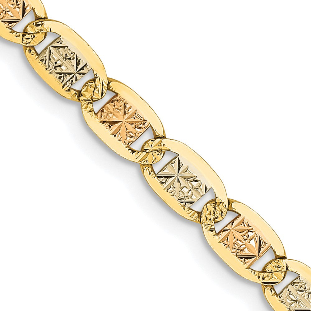 14K 24 inch 3.8mm Tri-color Pav‚ Valentino with Lobster Clasp Chain
