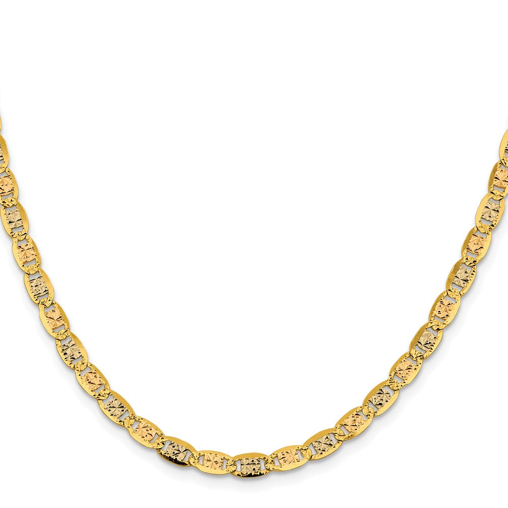 14K 18 inch 4.65mm Tri-color Pav‚ Valentino with Lobster Clasp Chain