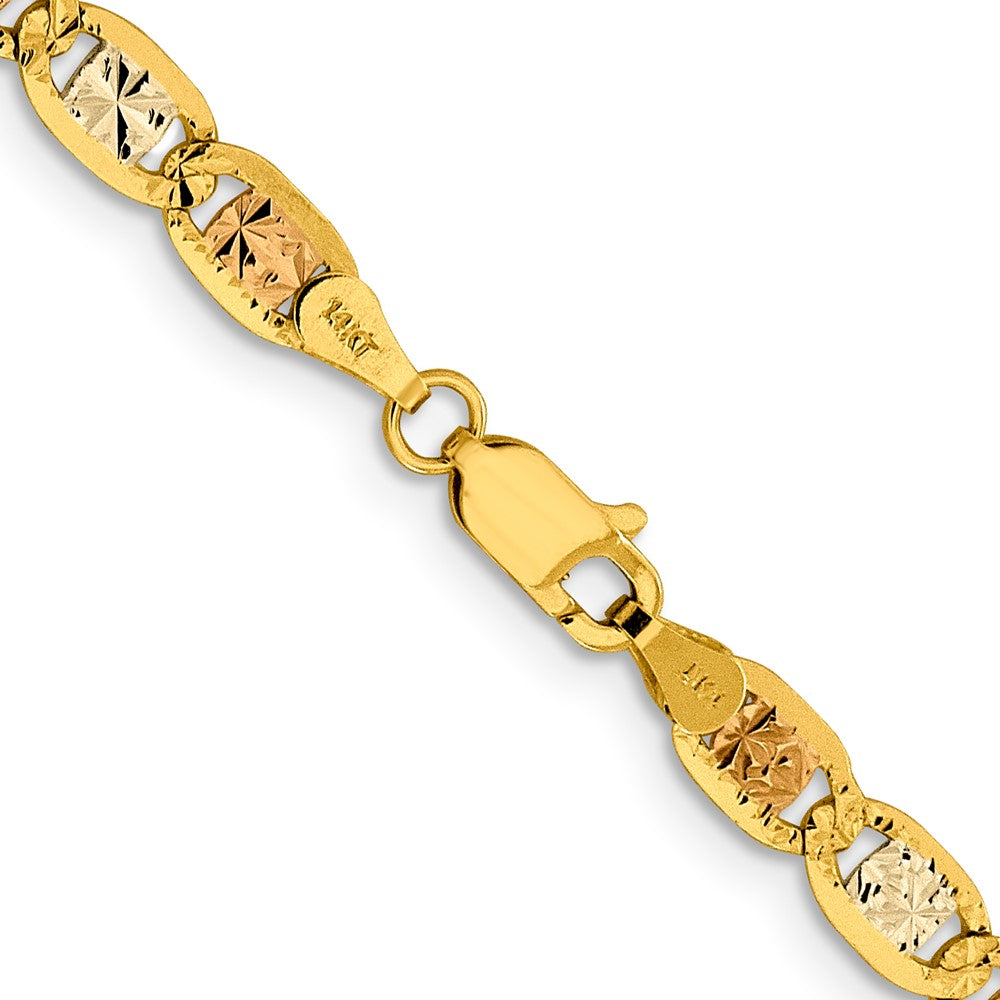 14K 18 inch 4.65mm Tri-color Pav‚ Valentino with Lobster Clasp Chain