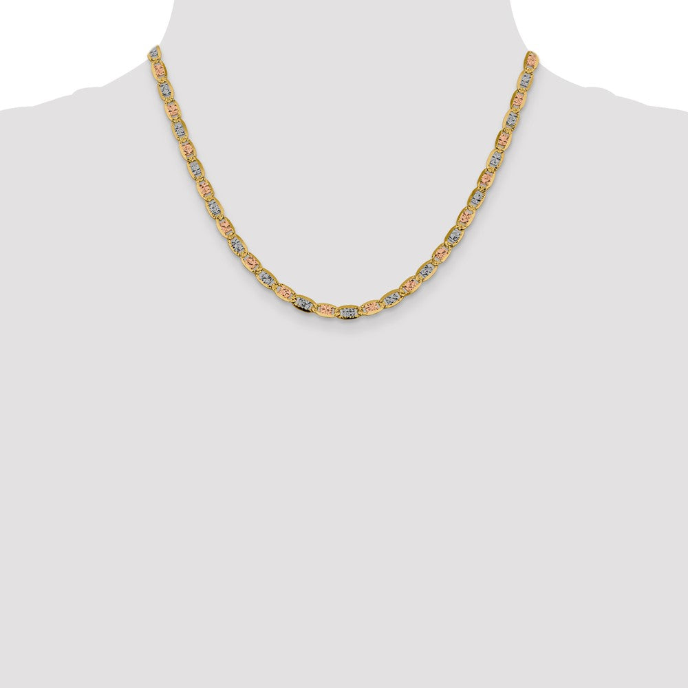 14K 18 inch 4.65mm Tri-color Pav‚ Valentino with Lobster Clasp Chain