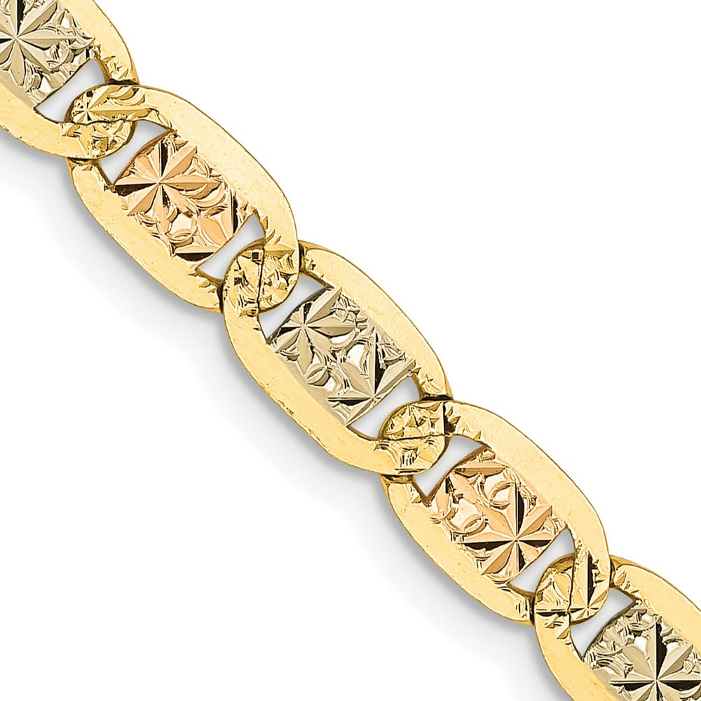 14K 22 inch 4.65mm Tri-color Pav‚ Valentino with Lobster Clasp Chain