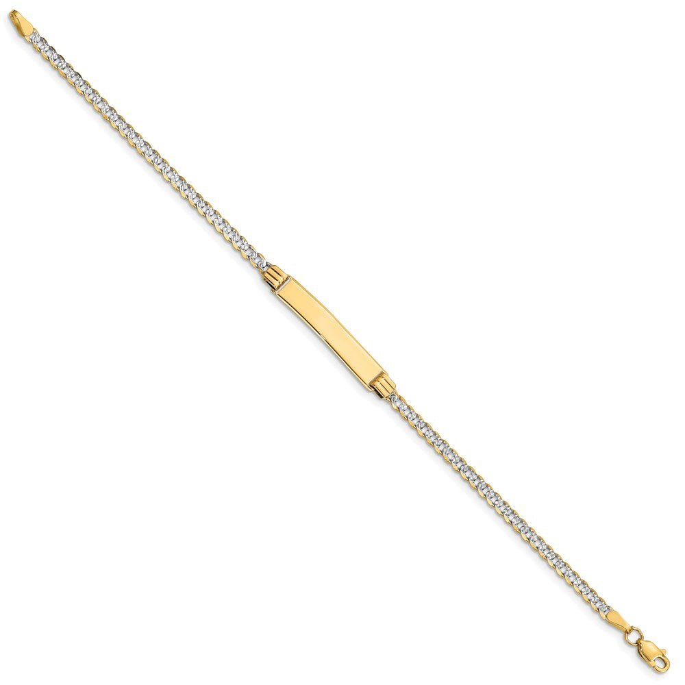 14k with Rhodium Pav‚ Curb ID Bracelet