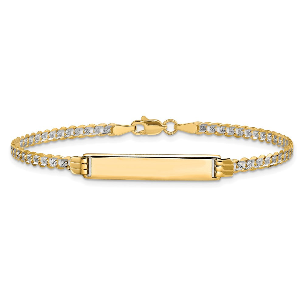 14k with Rhodium Pav‚ Curb ID Bracelet