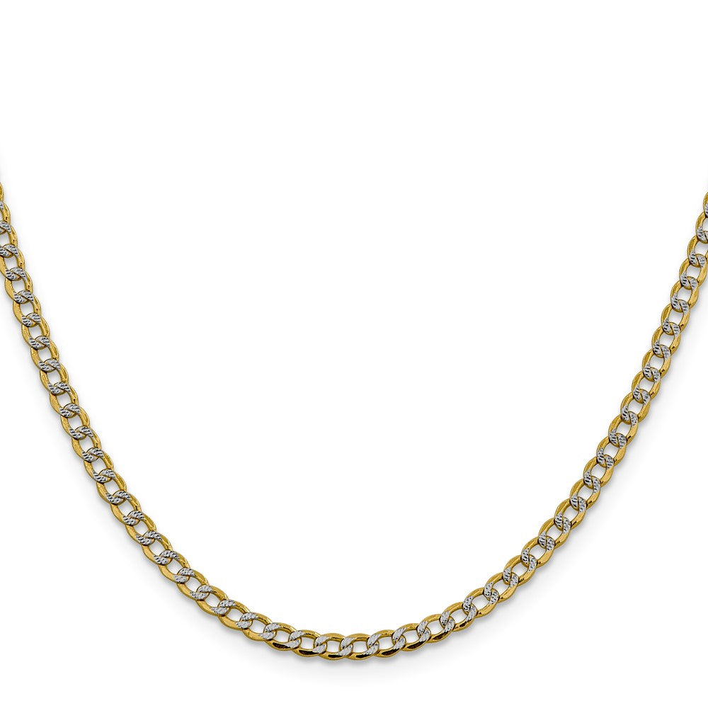 14K 22 inch 3.4mm Semi-Solid with Rhodium Pav‚ Curb with Lobster Clasp Chain