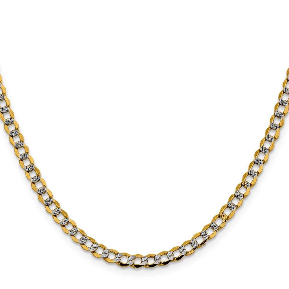 14K 26 inch 4.3mm Semi-Solid with Rhodium Pav‚ Curb with Lobster Clasp Chain
