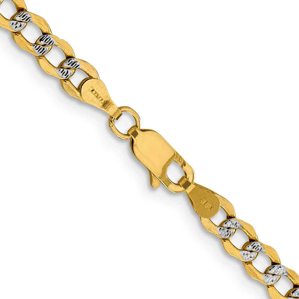 14K 26 inch 4.3mm Semi-Solid with Rhodium Pav‚ Curb with Lobster Clasp Chain