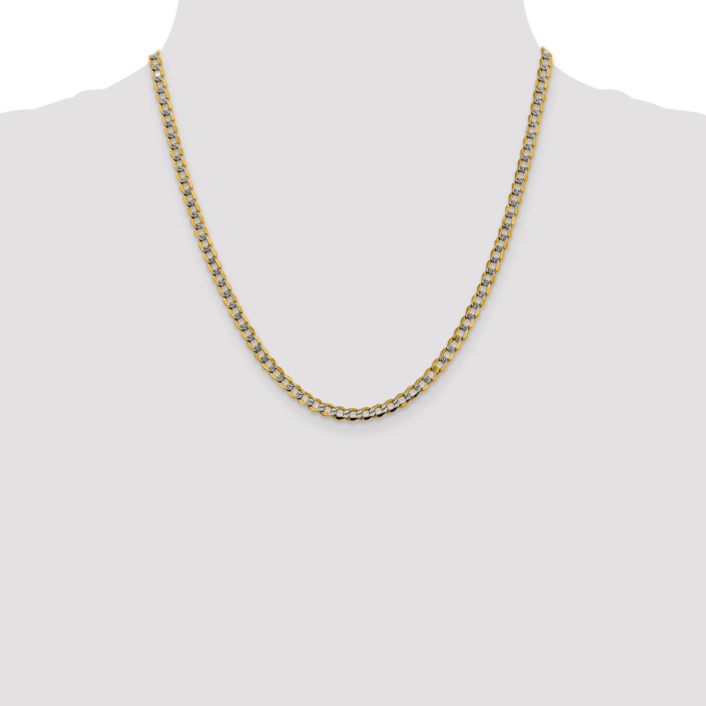 14K 20 inch 4.3mm Semi-Solid with Rhodium Pav‚ Curb with Lobster Clasp Chain