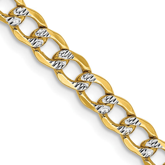 14K 20 inch 4.3mm Semi-Solid with Rhodium Pav‚ Curb with Lobster Clasp Chain