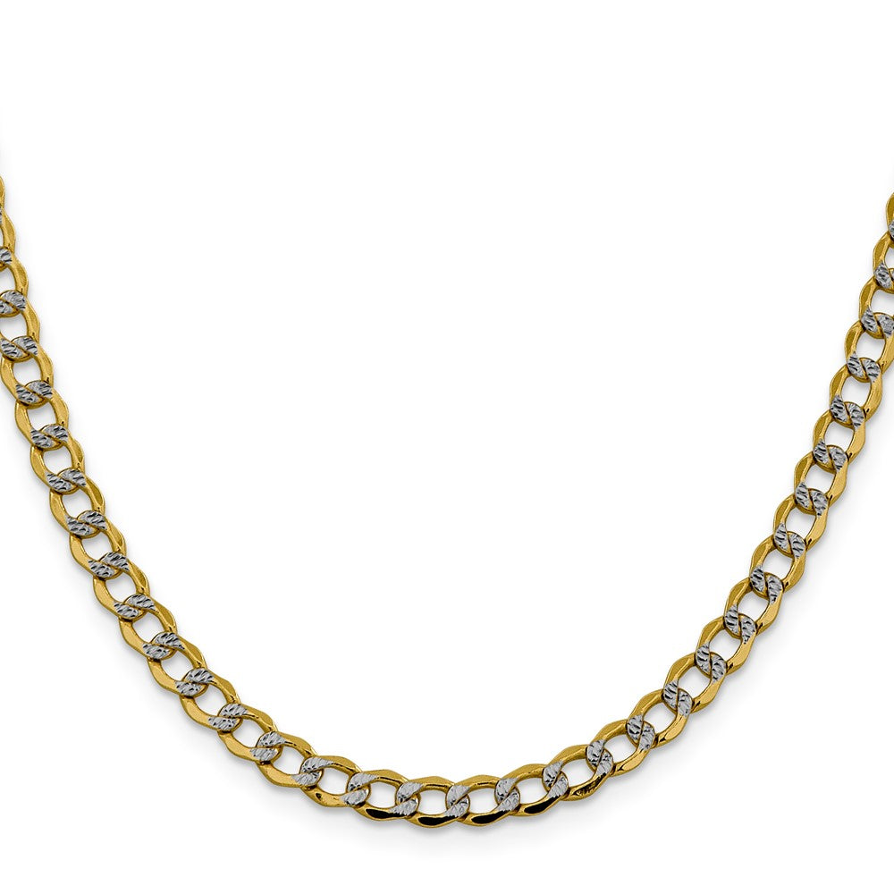 14K 24 inch 5.2mm Semi-Solid with Rhodium Pav‚ Curb with Lobster Clasp Chain