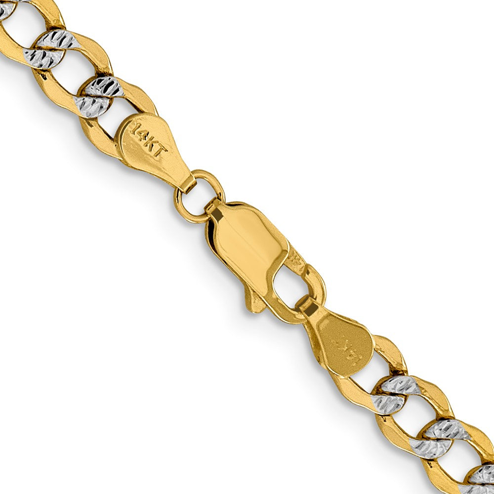 14K 22 inch 5.2mm Semi-Solid with Rhodium Pav‚ Curb with Lobster Clasp Chain