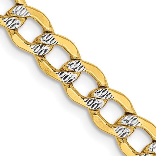 14K 16 inch 5.2mm Semi-Solid with Rhodium Pav‚ Curb with Lobster Clasp Chain
