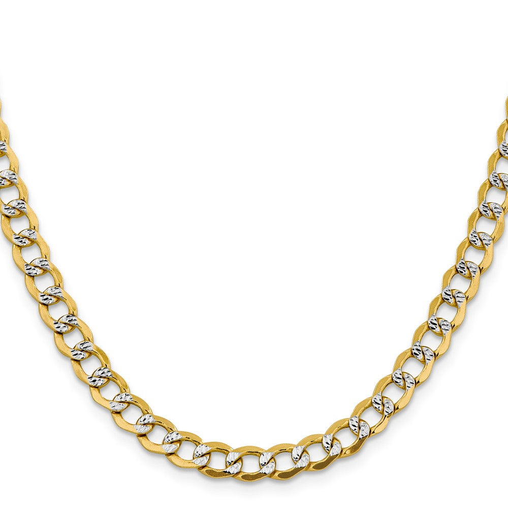 14K 18 inch 6.75mm Semi-Solid with Rhodium Pav‚ Curb with Lobster Clasp Chain