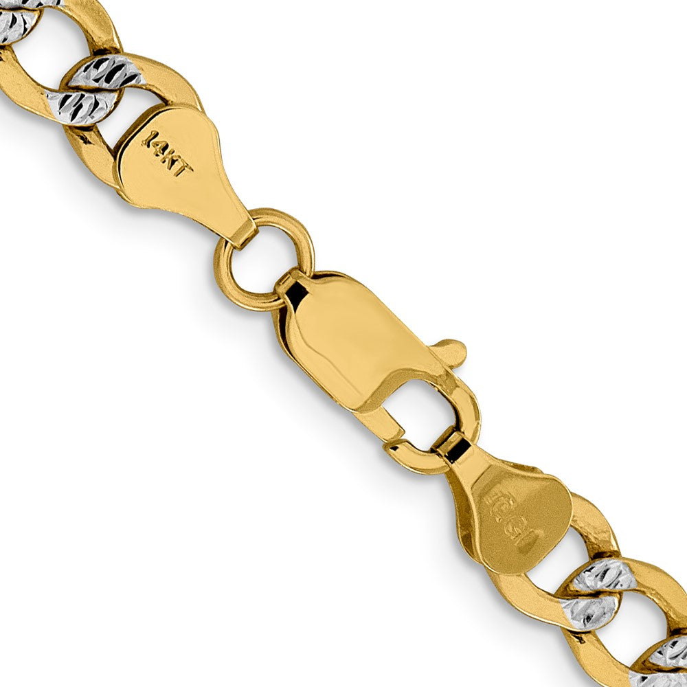 14K 18 inch 6.75mm Semi-Solid with Rhodium Pav‚ Curb with Lobster Clasp Chain