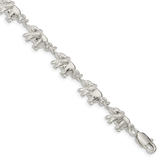 Sterling Silver Elephants Bracelet
