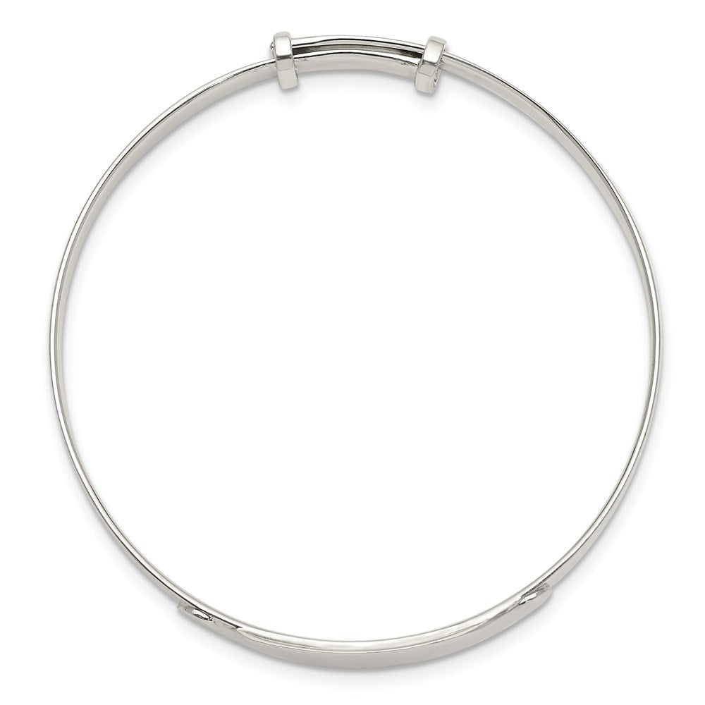Sterling Silver Polished Adjustable ID Bangle Bracelet