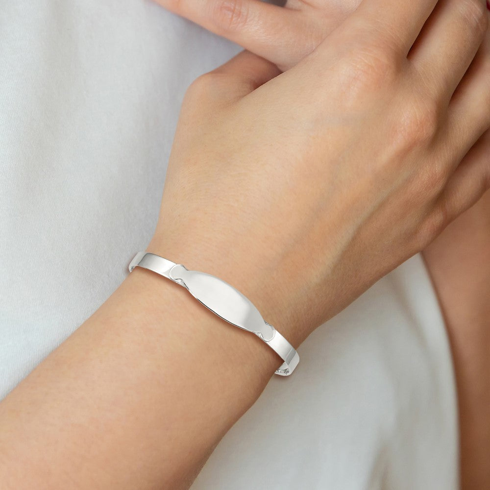 Sterling Silver Polished Adjustable ID Bangle Bracelet