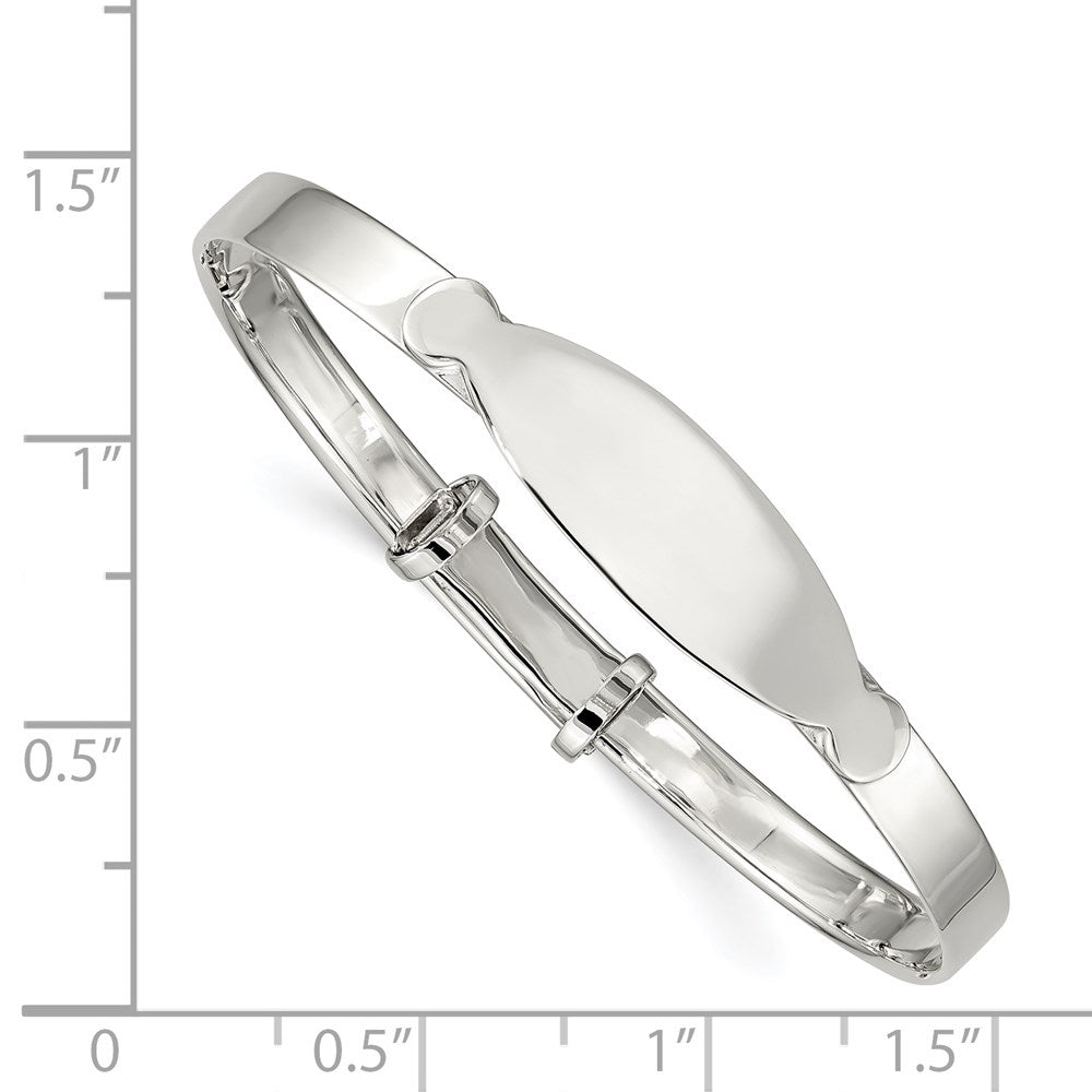 Sterling Silver Polished Adjustable ID Bangle Bracelet