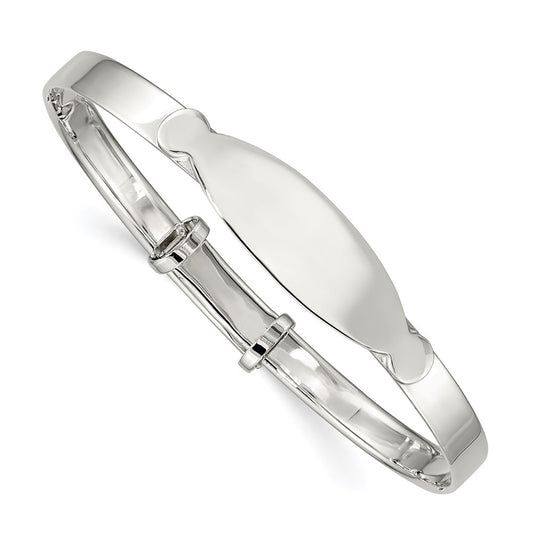 Sterling Silver Polished Adjustable ID Bangle Bracelet