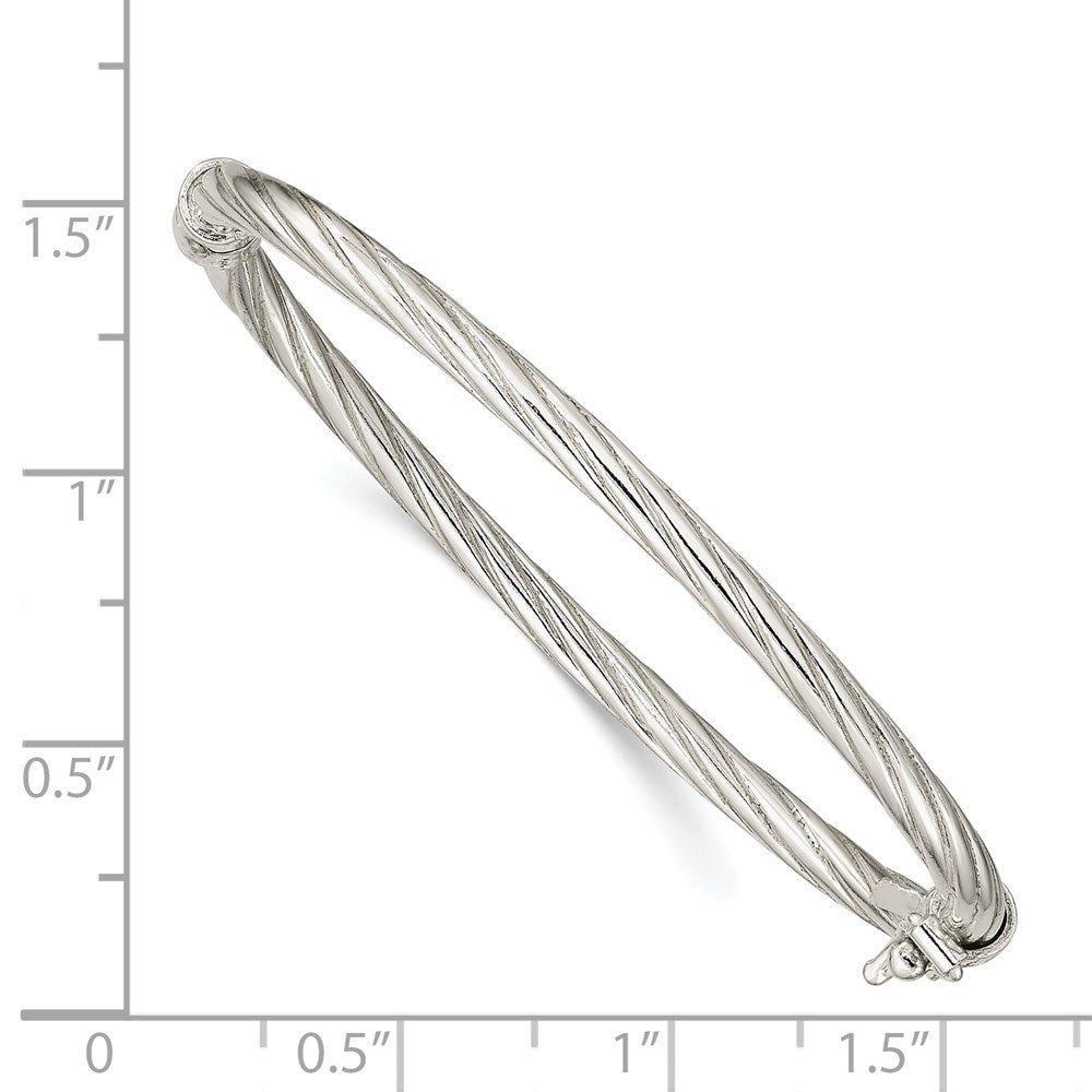Sterling Silver Polished & Twisted 3mm Hinged Bangle