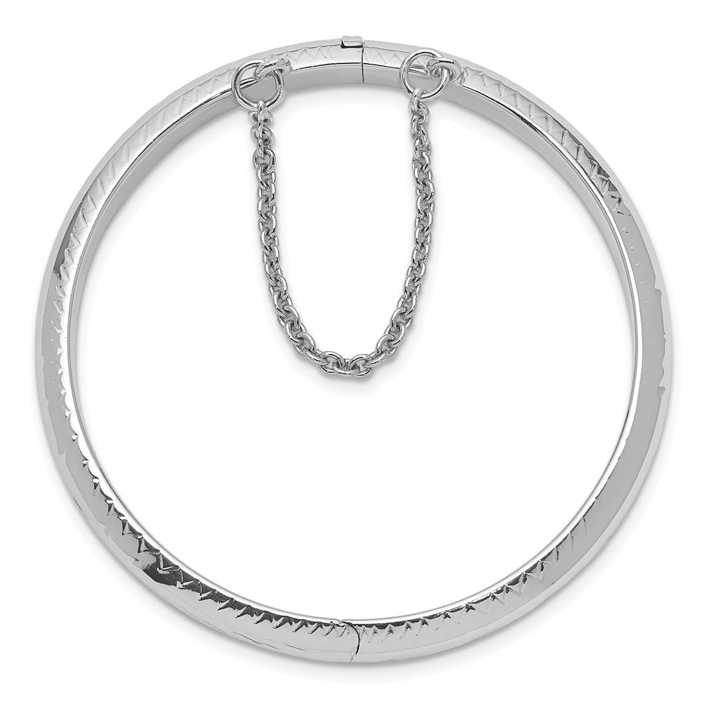 Sterling Silver RH-plated Polished D/C 5mm Hinged Bangle Bracelet