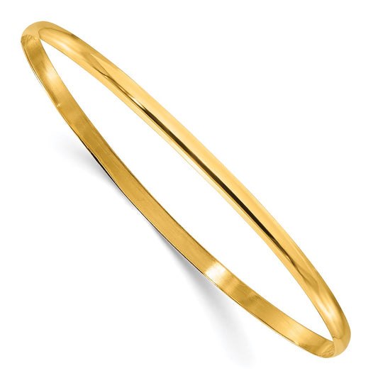 Sterling Silver Gold-tone 3mm Polished Plain Slip-On Bangle Bracelet