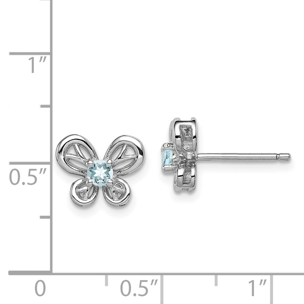 Sterling Silver Rhodium-plated Aquamarine Earrings