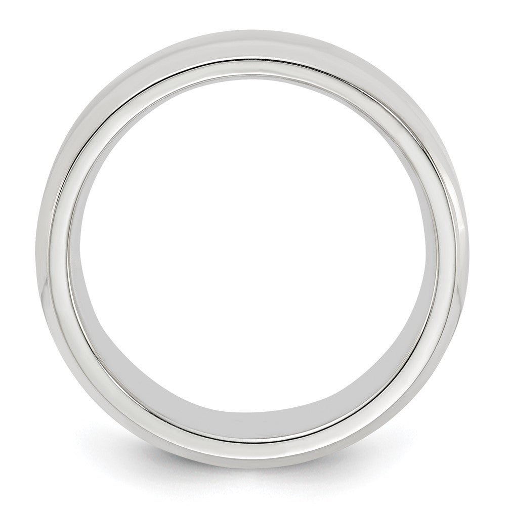 Sterling Silver Rhodium-plated 6mm Bevel Edge Size 13 Band